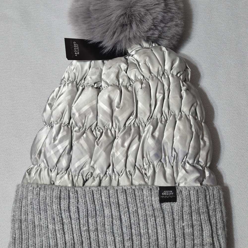 Justin Gregory Gray Knit Beanie with Satin Detail